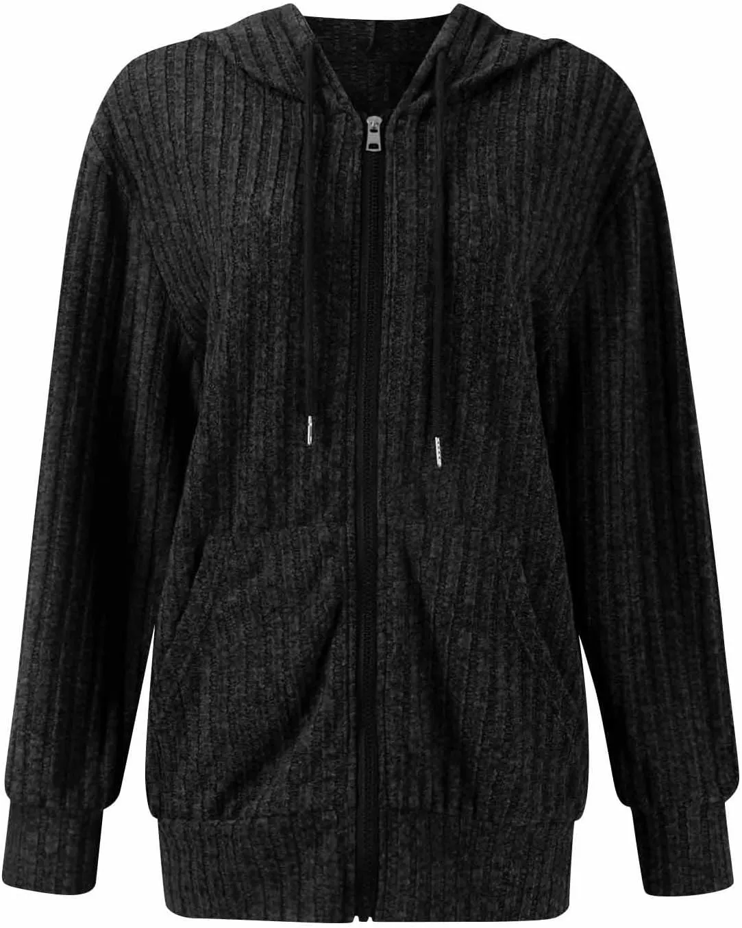 Zip Up Hoodie Women Oversized Sweaters Hoodies Casual Drawstring Lightweight Knit Workout Zip Up Jackets with Pockets