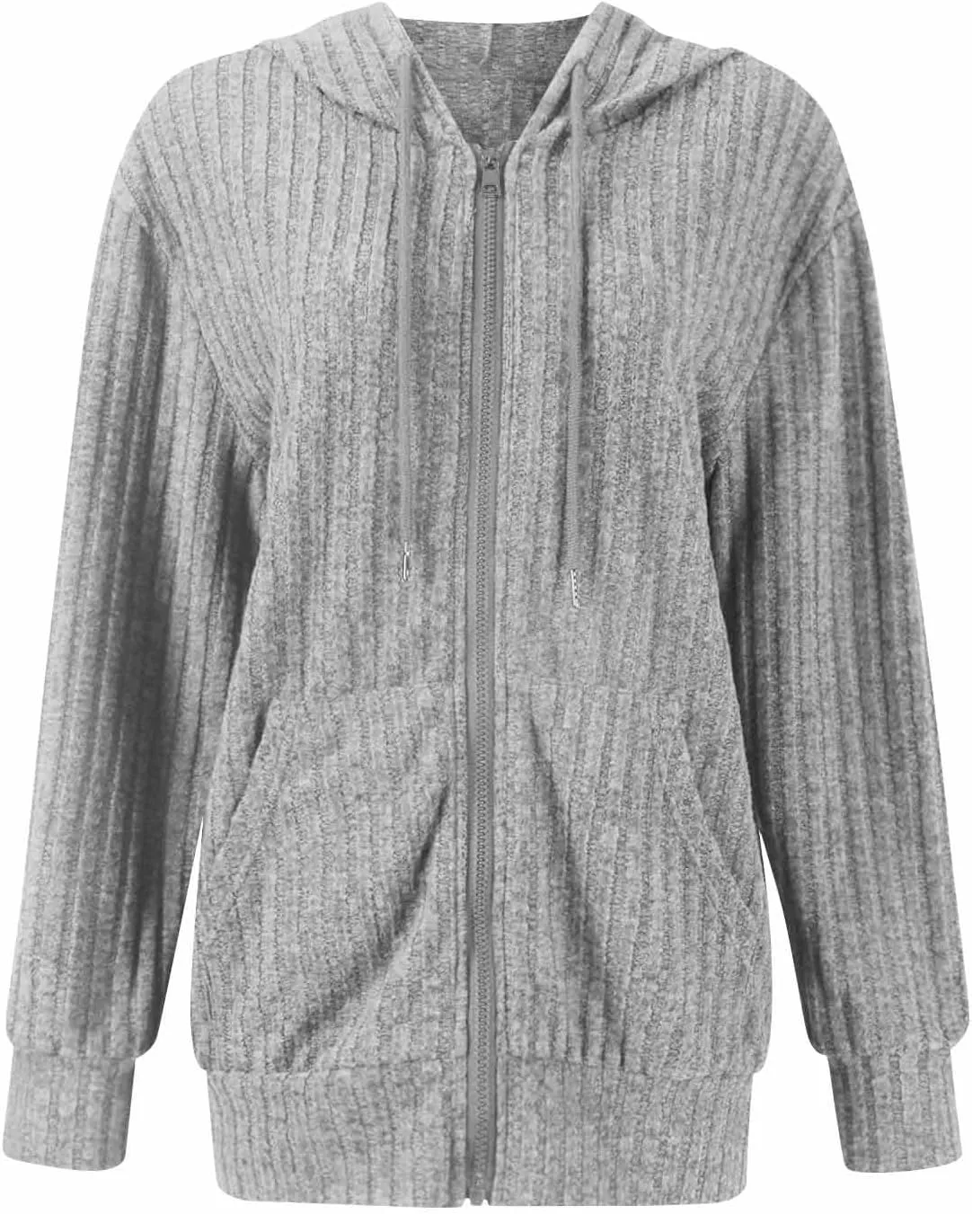 Zip Up Hoodie Women Oversized Sweaters Hoodies Casual Drawstring Lightweight Knit Workout Zip Up Jackets with Pockets