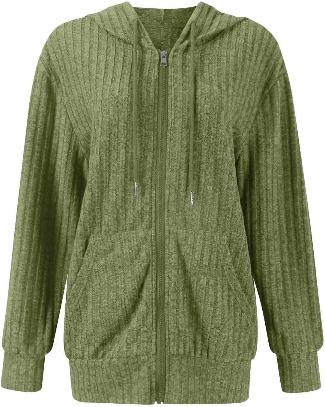 Zip Up Hoodie Women Oversized Sweaters Hoodies Casual Drawstring Lightweight Knit Workout Zip Up Jackets with Pockets