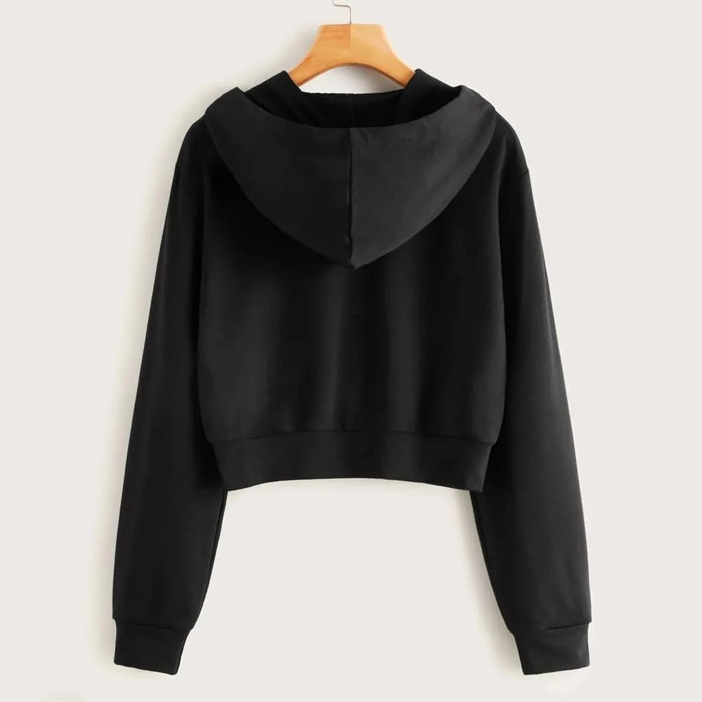 Zip Up Hoodies for Women Cropped Sweatshirts Long Sleeve Jackets Y2k Crop Tops Teen Girls Fall Clothes 2024