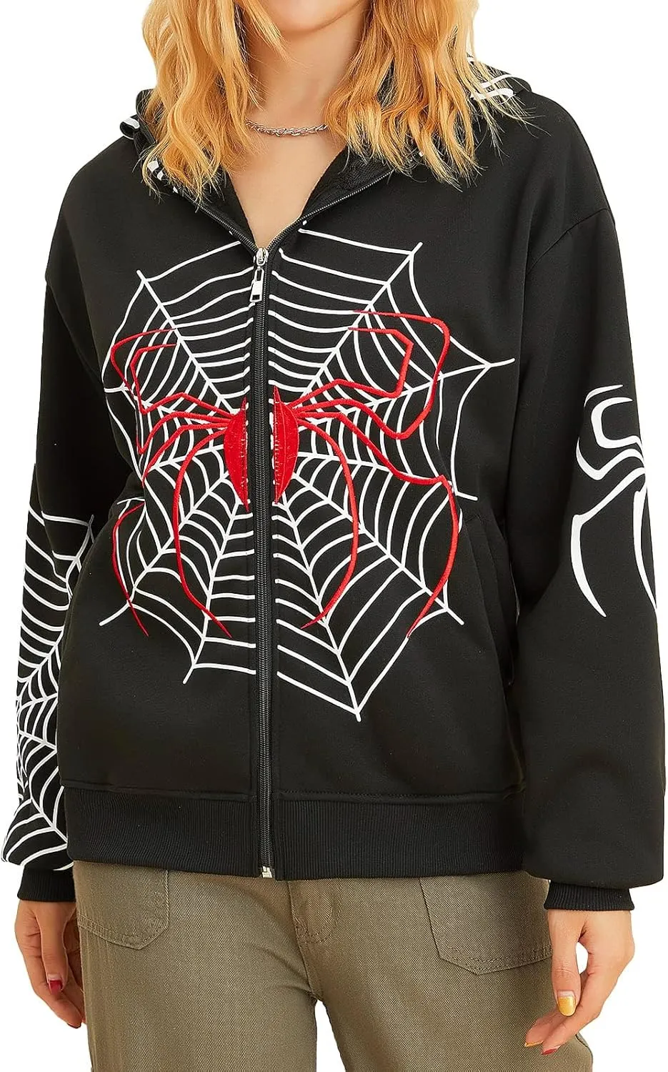 ZKXYFFS Womens Rhinestone Hoodies Y2k Gothic Punk Full Zip Up Over Hoodies Graphic Printed Sweatshirt Cute Oversized Jacket
