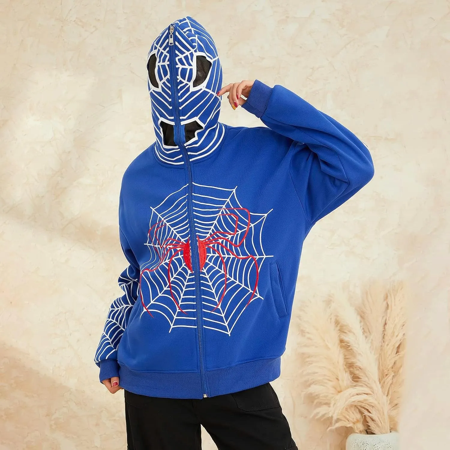 ZKXYFFS Womens Rhinestone Hoodies Y2k Gothic Punk Full Zip Up Over Hoodies Graphic Printed Sweatshirt Cute Oversized Jacket