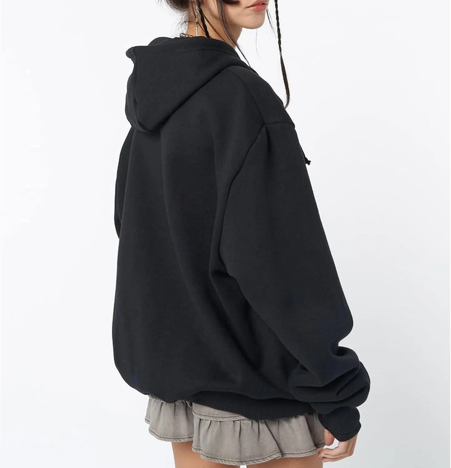 ZKXYFFS Womens Rhinestone Hoodies Y2k Gothic Punk Full Zip Up Over Hoodies Graphic Printed Sweatshirt Cute Oversized Jacket